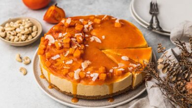 طرز تهیه چیز کیک خرمالو